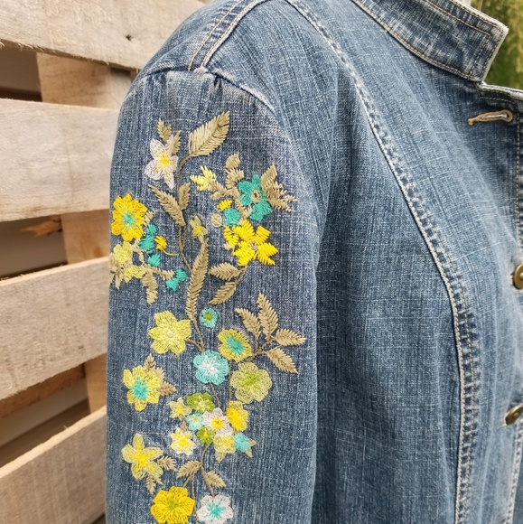 Embroidered denim jean jacket by Kate Hill. - Picture 2 of 8